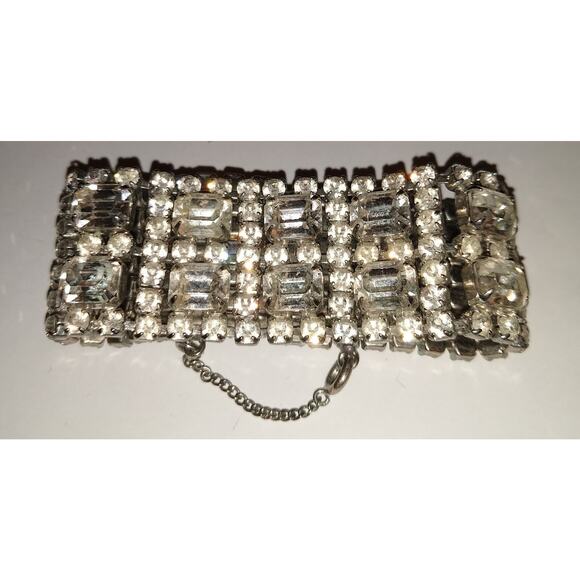 Vintage Weiss Clear Rhinestone 7 Row 60's Bracelet 7" - Picture 6 of 10
